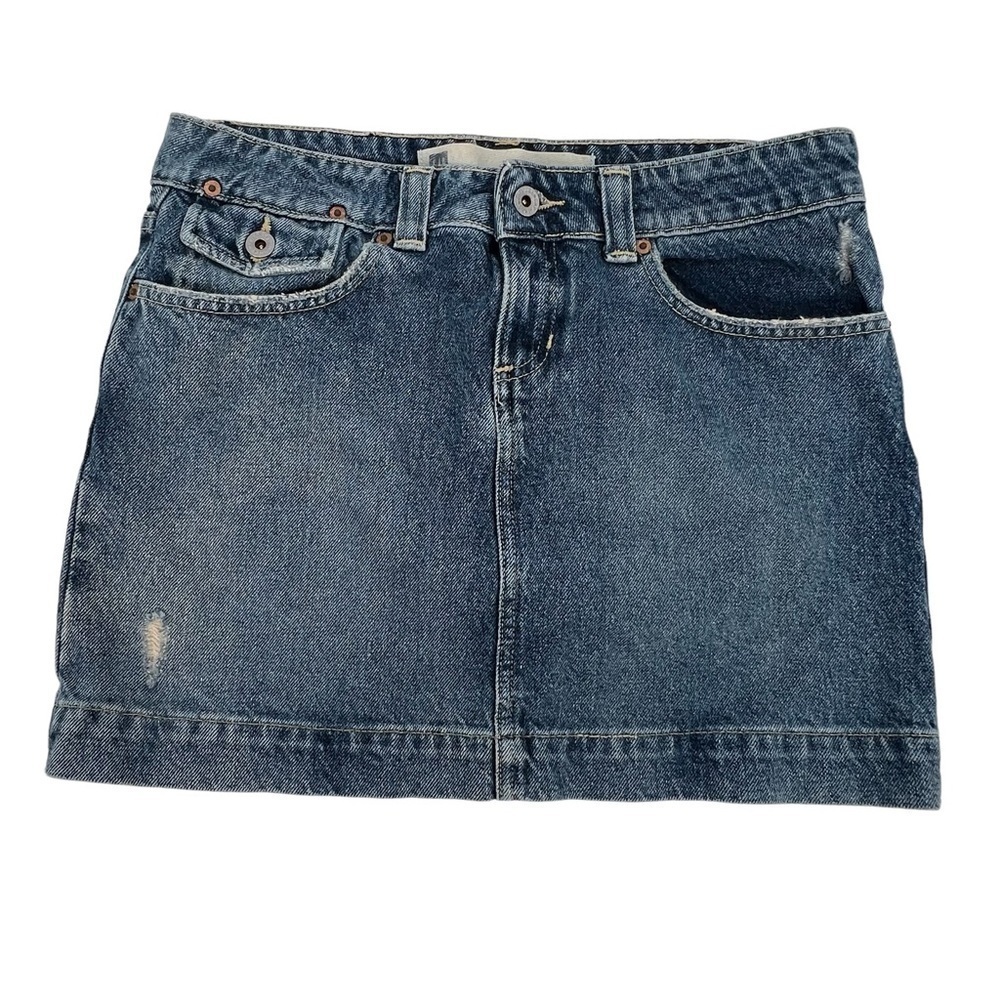 GAP Flip Pocket Distressed Denim Mini Jean Skirt Size 6 Women's